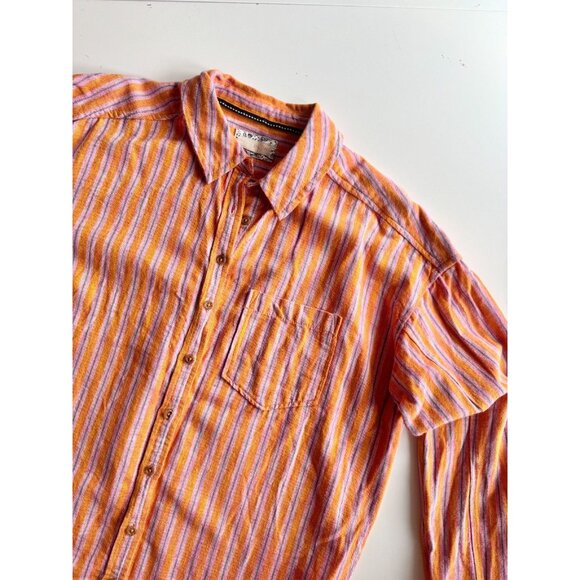 PILCRO Oxford Tunic Orange Pink Striped Cotton Linen Button Down Shirt, Size XS - Picture 7 of 16